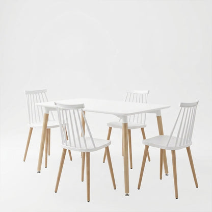 Dining Set with Chairs Aurora white Natali Table white 80x80x76cm Set of 5pcs