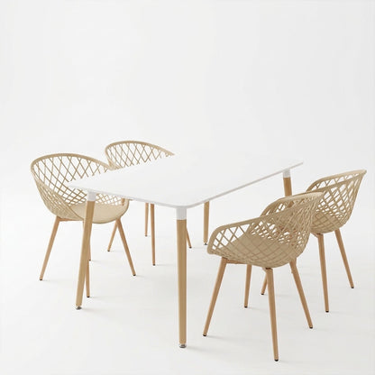 Dining Set with Armchairs Ezra cappuccino Natali Table white 80x80x76cm Set of 5pcs