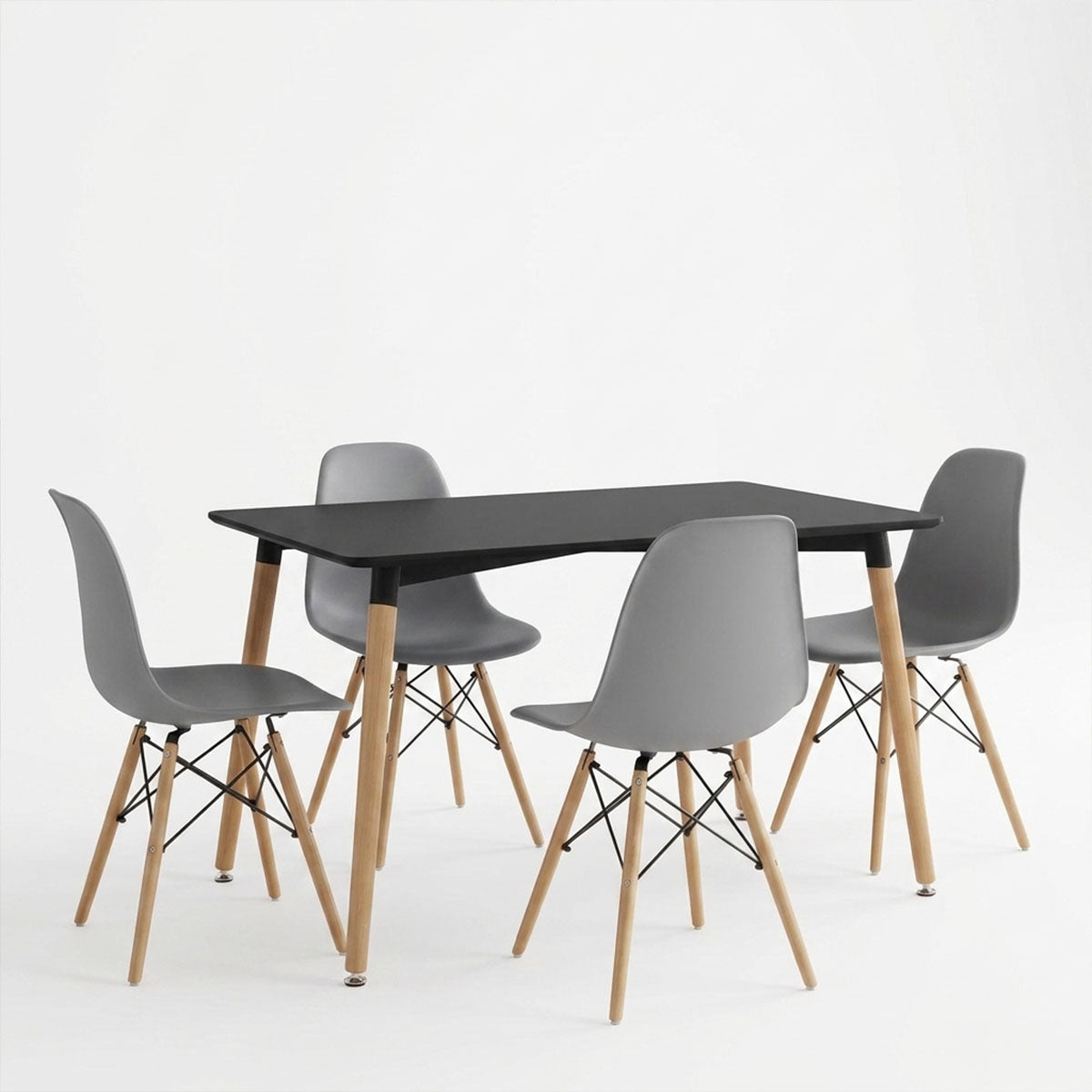 Dining Set with Chairs Julita grey Natali Table black 80x80x76cm Set of 5pcs