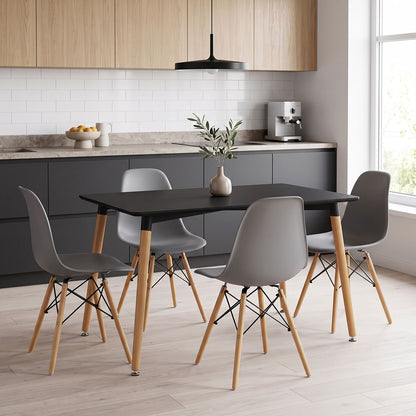Dining Set with Chairs Julita grey Natali Table black 80x80x76cm Set of 5pcs