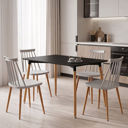 Aurora Dining Set with white Chairs & Natali Black Table 120x80x76cm 5Piece Set