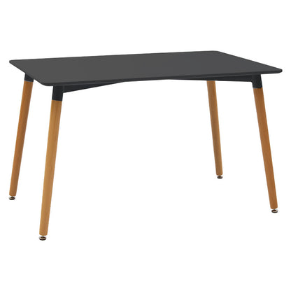 Ezra Dining Set with anthracite Armchairs & Natali Black Table 120x80x76cm 5Piece Set