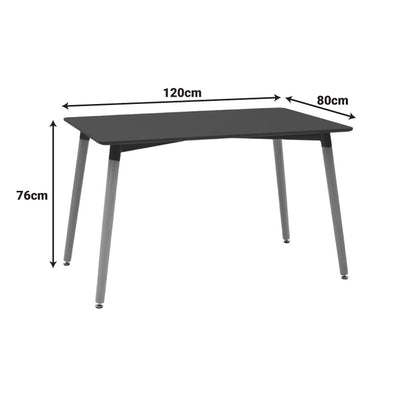 Ezra Dining Set with anthracite Armchairs & Natali Black Table 120x80x76cm 5Piece Set
