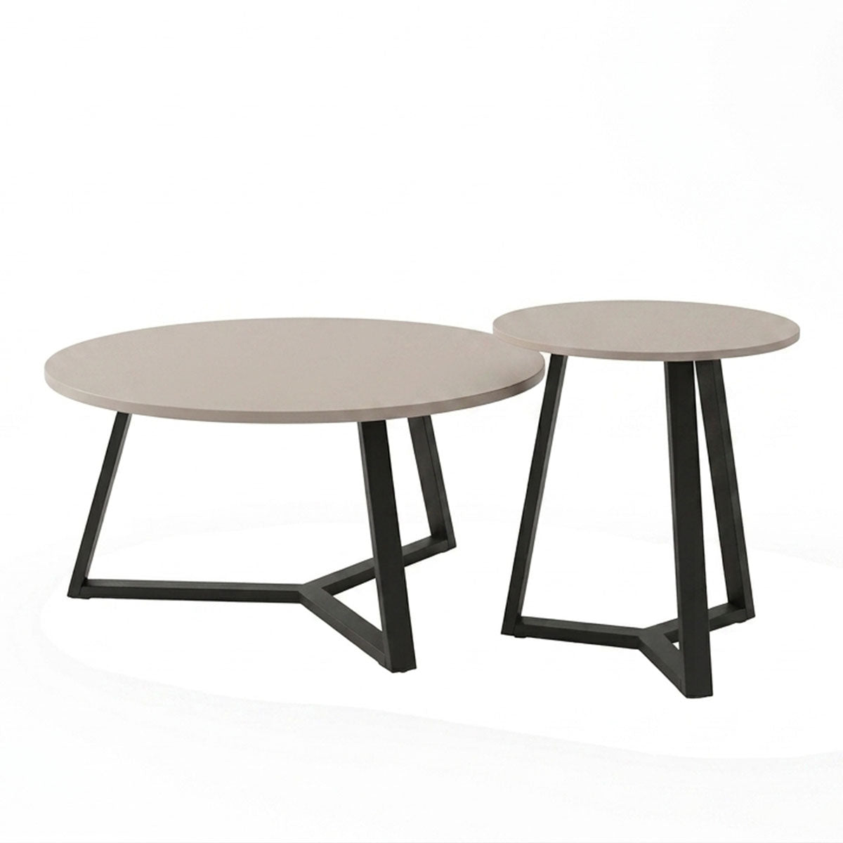 Berton living room tables 2pcs in cappuccino with black metal