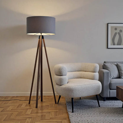 Floor lamp PWL-1059 Ε27 walnut-grey D38x140cm