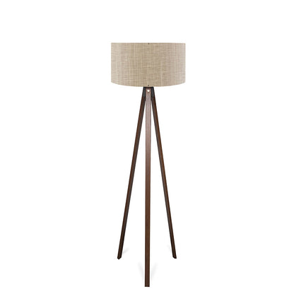 Floor lamp PWL-1059 Ε27 beige-walnut D38x140cm