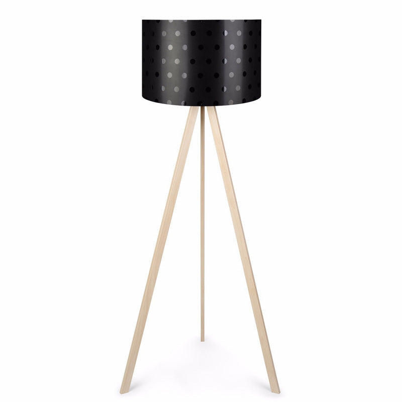 Floor lamp PWL-1060 pakoworld Ε27 natural-black dots D38x140cm