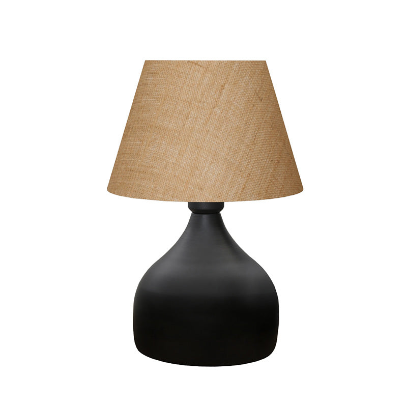 Table lamp PWL-1068 Ε27 juta black-beige D22x32cm