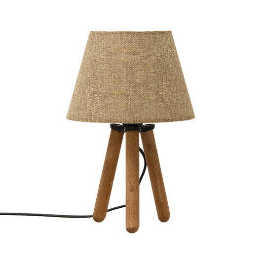 Table lamp PWL-1071 pakoworld Ε27 beige brown-walnut D22x32cm