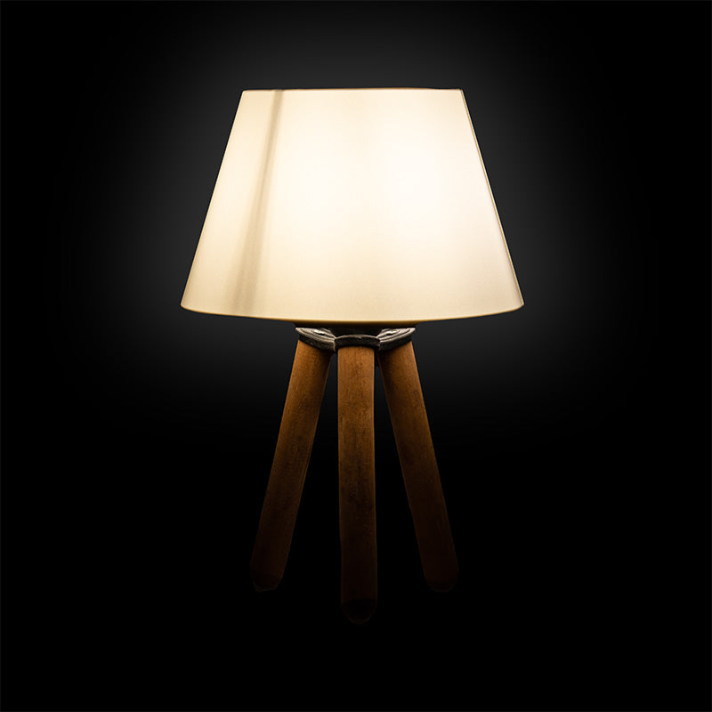 Table lamp PWL-1071 E27 off-white-walnut Φ22x32cm