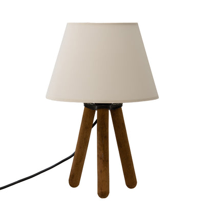 Table lamp PWL-1071 E27 off-white-walnut Φ22x32cm