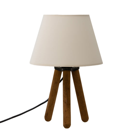 Table lamp PWL-1071 E27 off-white-walnut Φ22x32cm