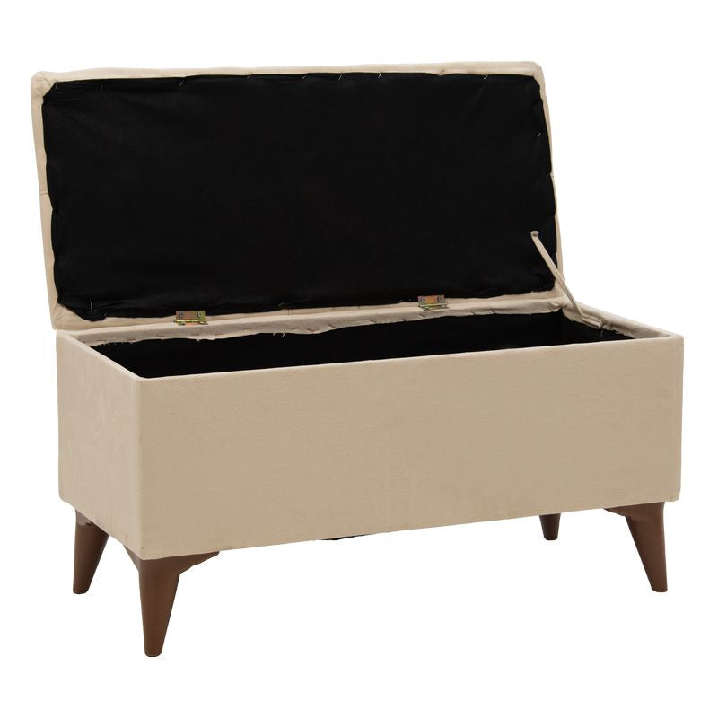 Stool-trunk Elone pakoworld beige-walnut 90x40x44cm