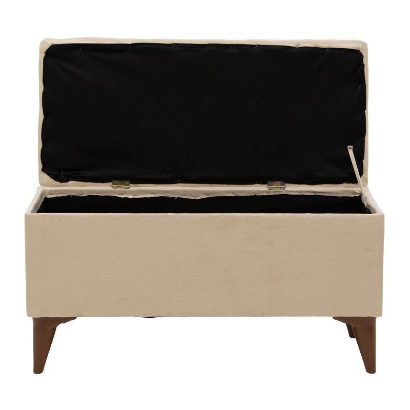 Stool-trunk Elone pakoworld beige-walnut 90x40x44cm