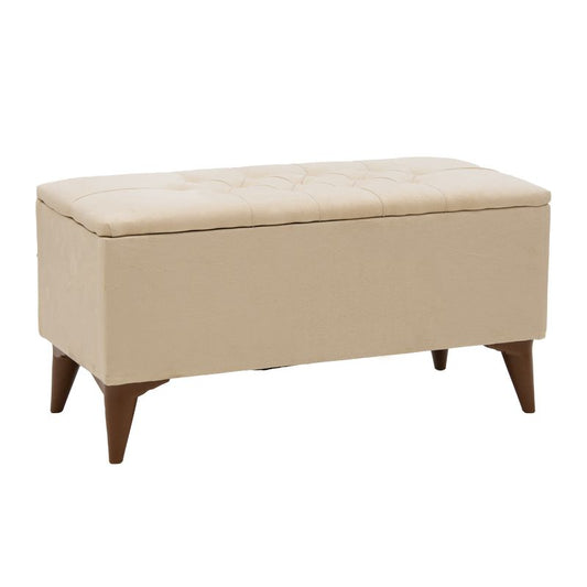 Stool-trunk Elone pakoworld beige-walnut 90x40x44cm