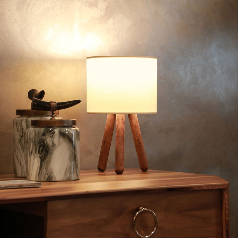 Table lamp PWL-1151 E27 beige-walnut D19x32cm