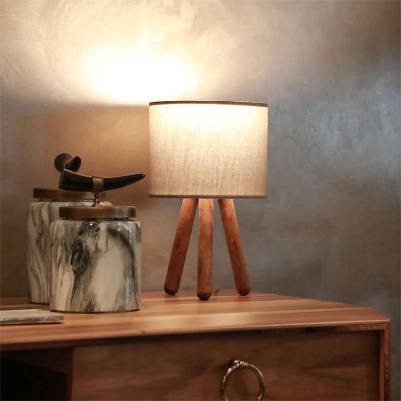 Table lamp PWL-1151 E27 athracite-walnut D19x32cm