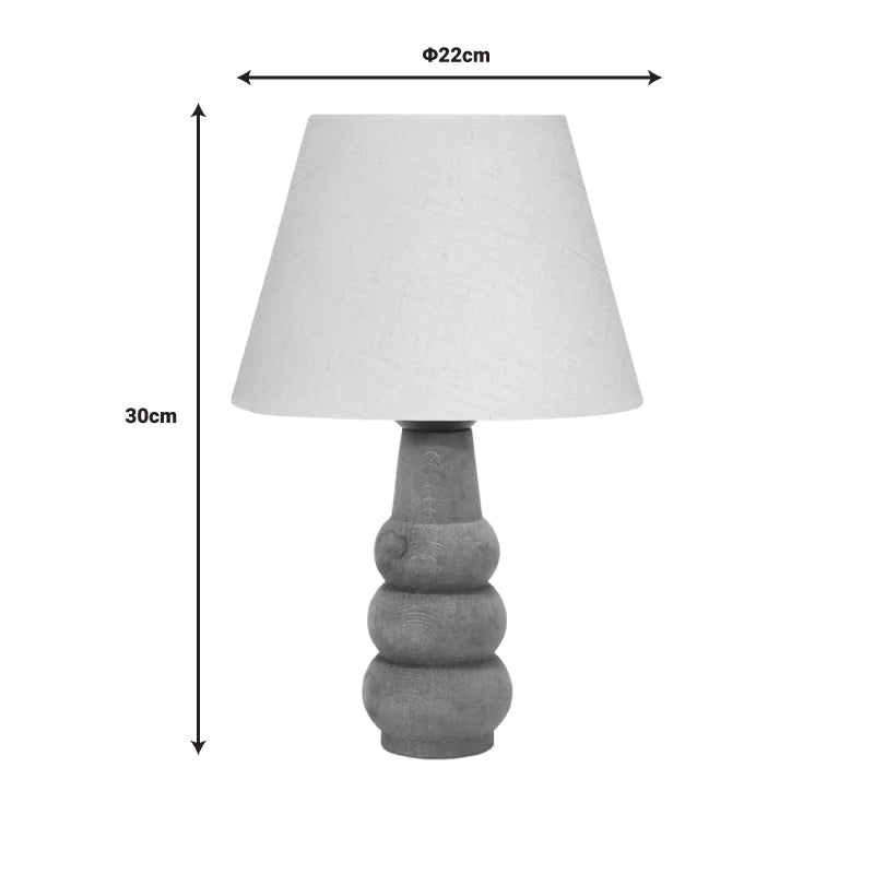 Cabini table lamp beech wood and fabric in cream color 22x22x30cm