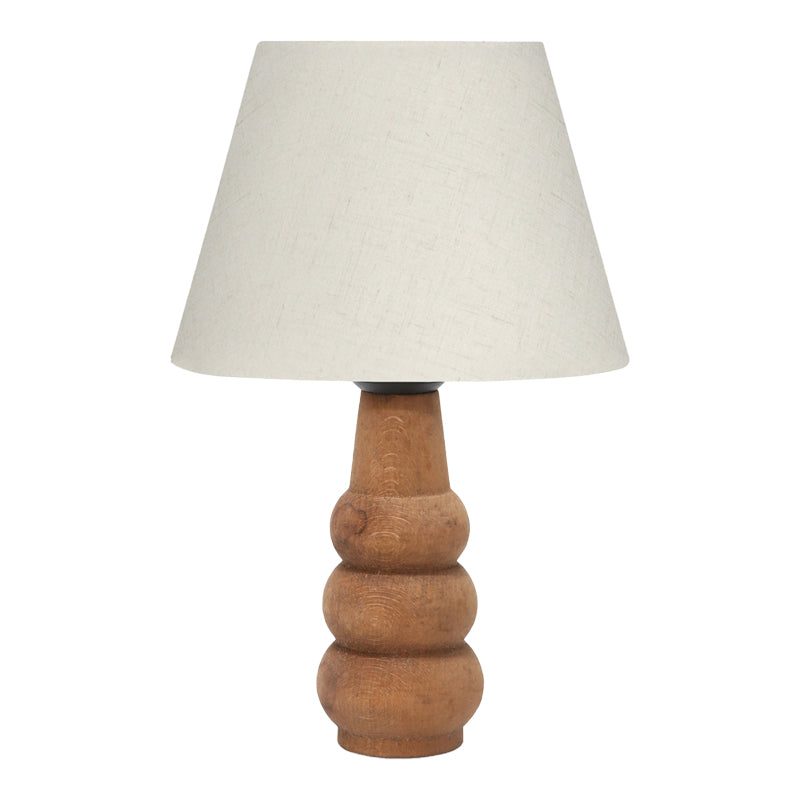 Cabini table lamp beech wood and fabric in cream color 22x22x30cm