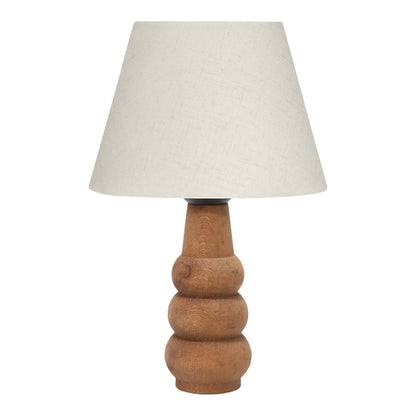 Cabini table lamp beech wood and fabric in cream color 22x22x30cm