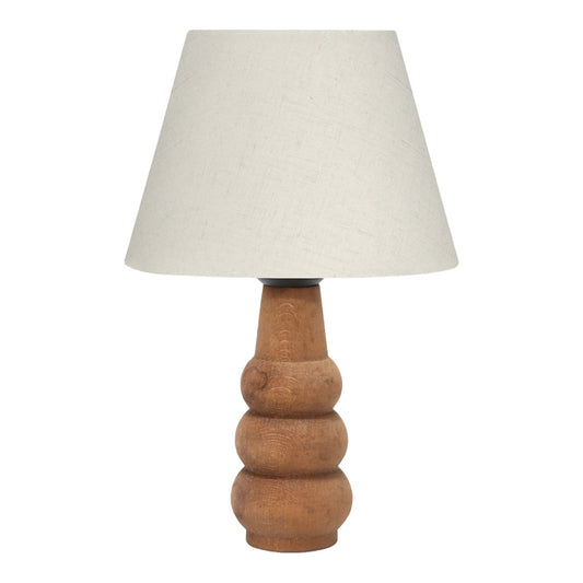 Cabini pakoworld table lamp beech wood and fabric in cream color 22x22x30cm