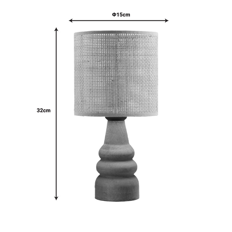 Table lamp Salpe beech wood and pe rattan in natural color D15x32cm