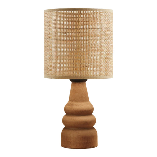 Table lamp Salpe beech wood and pe rattan in natural color D15x32cm