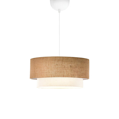 Ceiling lamp Sombre jute and fabric in beige-ecru color D30x15cm