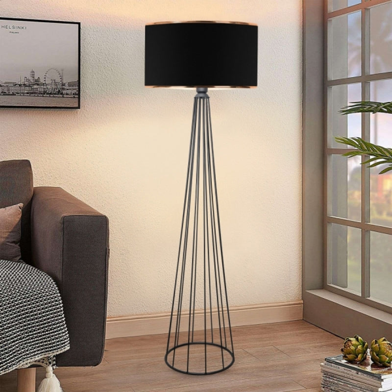 Floor lamp Firdo I pakoworld E27 fabric-metal black Φ38x121cm