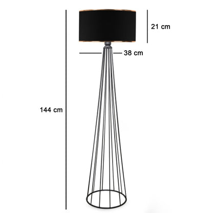Floor lamp Firdo I E27 fabric-metal black Φ38x121cm