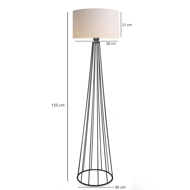 Floor lamp Firdo I pakoworld E27 fabric cream -metal black Φ38x121cm