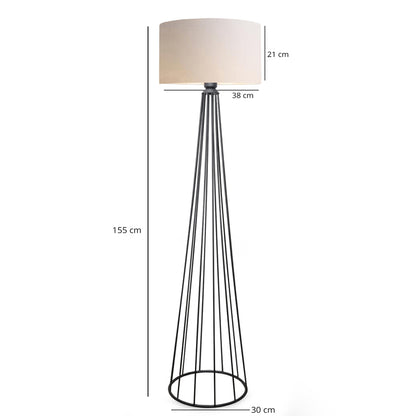 Floor lamp Firdo I pakoworld E27 fabric cream -metal black Φ38x121cm