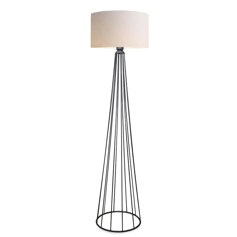 Floor lamp Firdo I pakoworld E27 fabric cream -metal black Φ38x121cm