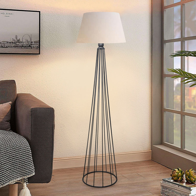 Floor lamp Firdo II pakoworld E27 fabric cream -metal black Φ38x121cm