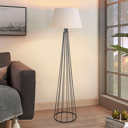 Floor lamp Firdo II pakoworld E27 fabric cream -metal black Φ38x121cm