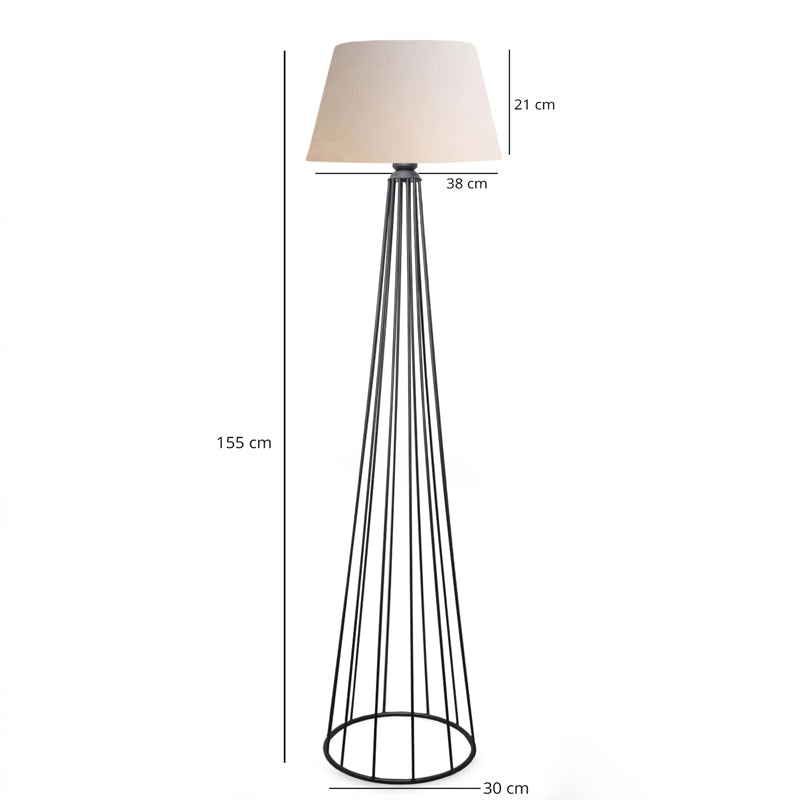 Floor lamp Firdo II pakoworld E27 fabric cream -metal black Φ38x121cm