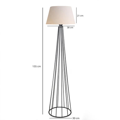 Floor lamp Firdo II pakoworld E27 fabric cream -metal black Φ38x121cm