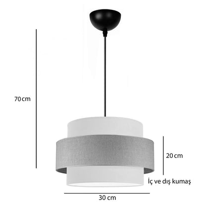 Ceiling light Fozy fabric in cream-Jute color D30x22cm