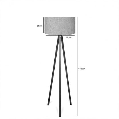 Floor lamp PWL-1059 E27 in sand/beige-walnut shade D38x140cm