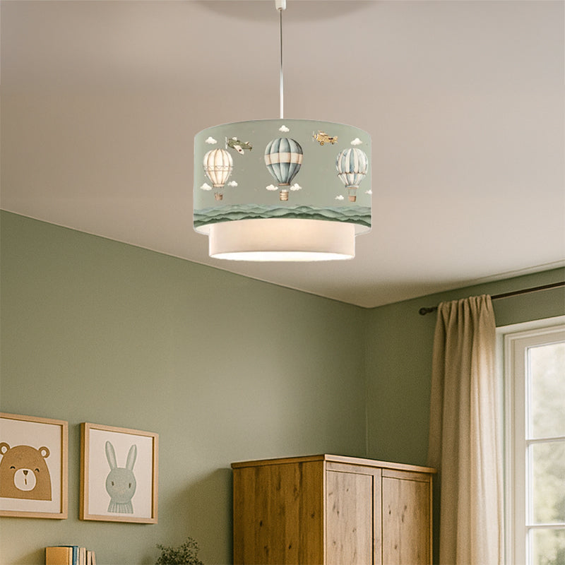 Children's ceiling lamp Balon in green-cream shade D30x20cm