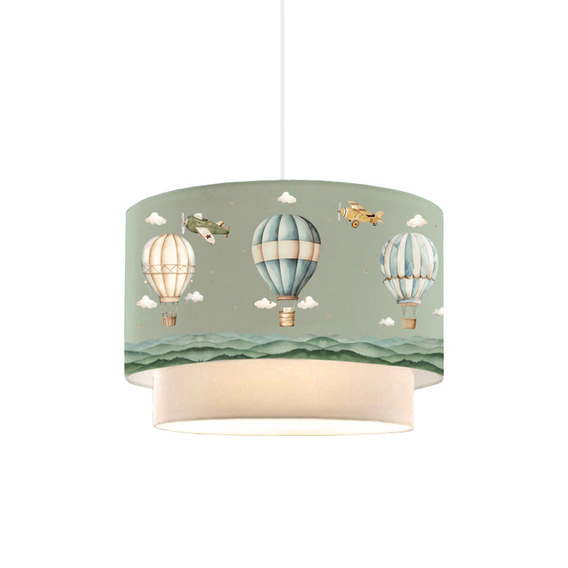 Children's ceiling lamp Balon in green-cream shade D30x20cm