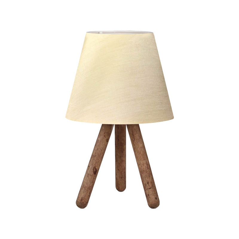 Table lamp PWL-1071 Ε27 beige-walnut D22x32cm
