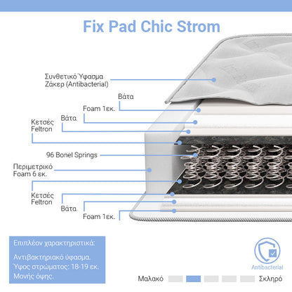 Mattress Fix Pad Chic Strom single sided 18-19cm 90x200cm