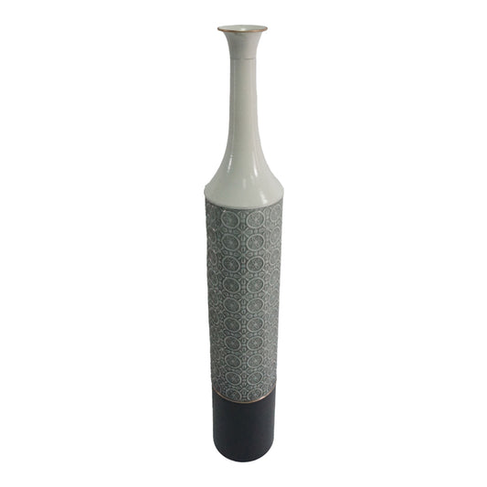 Decorative vase Semple Inart metal in gray, white and black shade D15.9x101.6cm