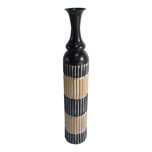 Decorative vase Thund Inart metal in black and natural shade D15.9x88.9cm