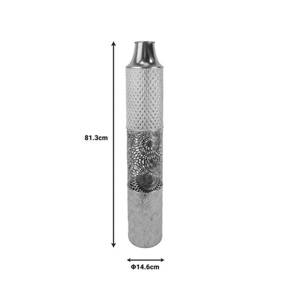 Decorative vase Tecna Inart metal in gold and white shade D14.6x81.3cm