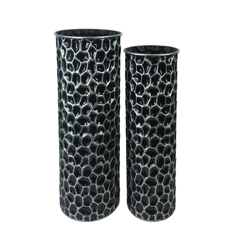 Phob Inart decorative vase set of 2 metal in black shade D21.6x59.1cm