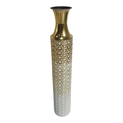 Decorative vase Monac Inart metal in gold and white shade D14.6x87.6cm