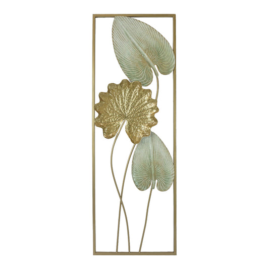 Wall decoration Tropana II Inart metal in gold and white shade 31x2.5x90.2cm