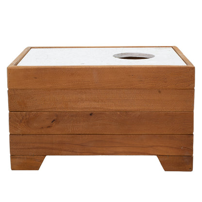 Table-champagne stand Otis pakoworld beech wood walnut-white marble 60x42x35cm